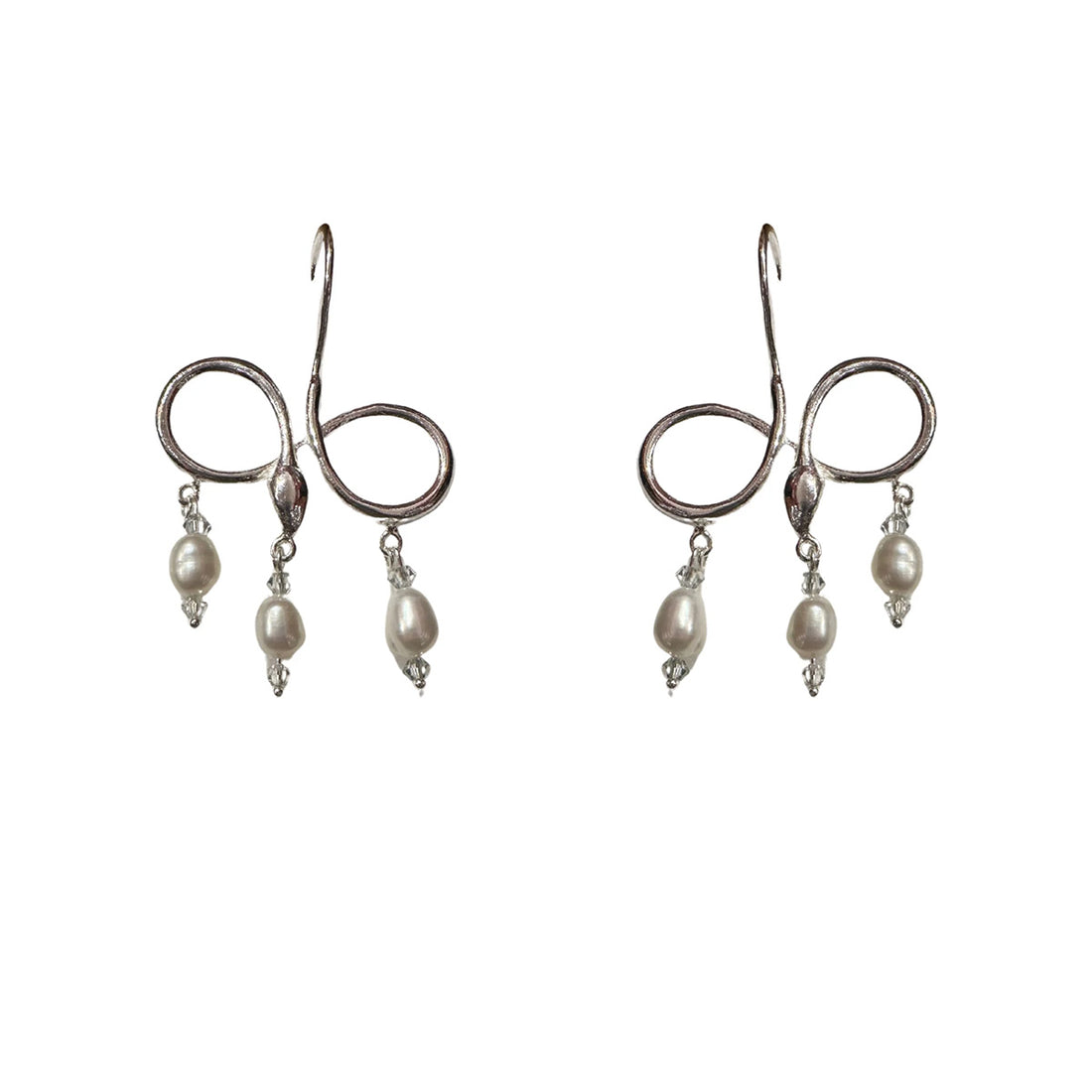 Serpent Eternity Gümüş İncili Küpe