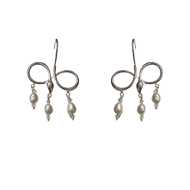 Serpent Eternity Gümüş İncili Küpe