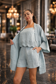 Vela Mint Keten Askılı Bluz